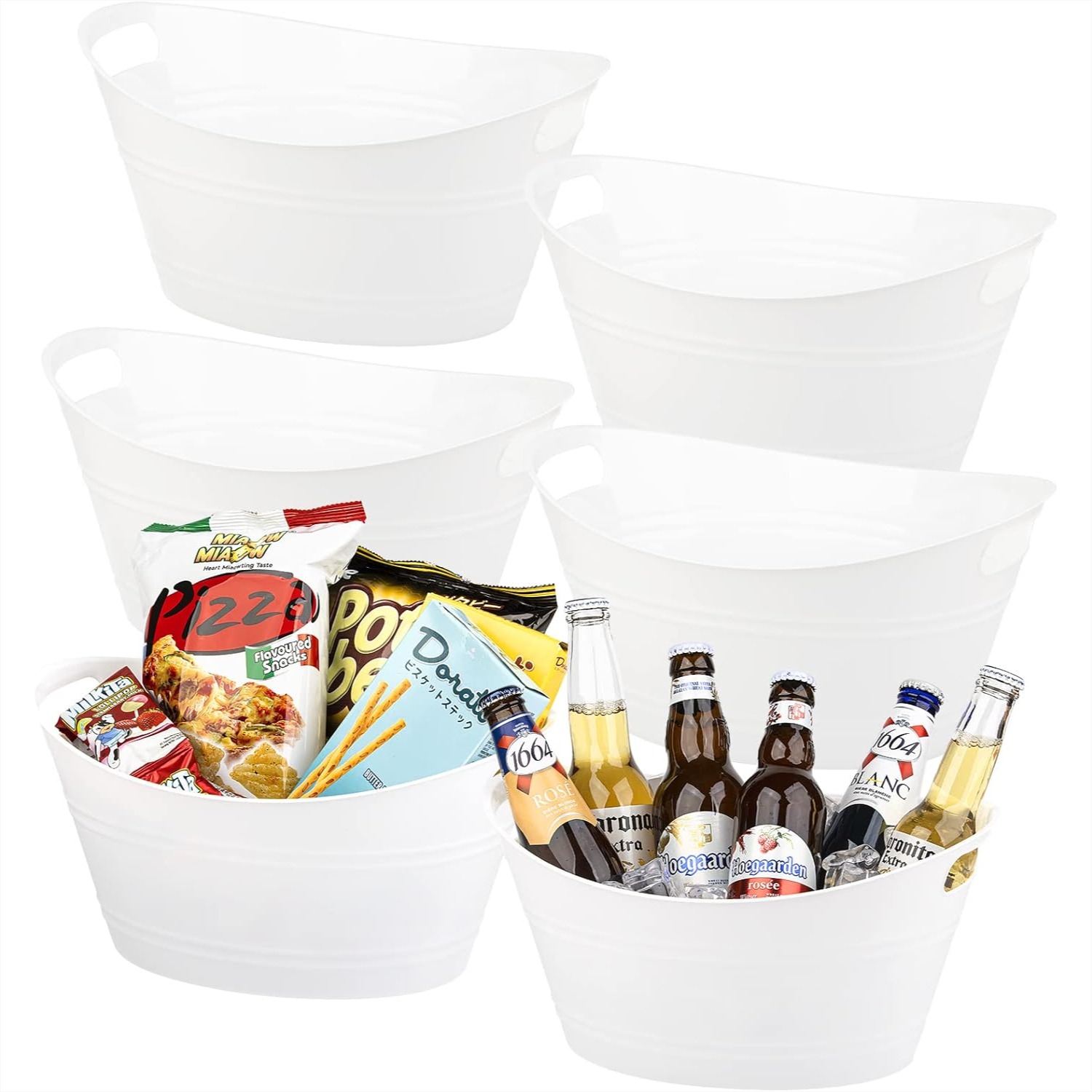Wine Beer Images - 6 Pack Plastic Oval Storage Tub,