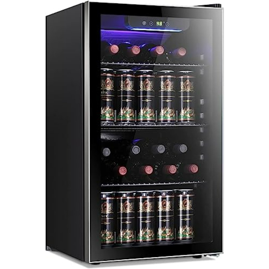Wine Beer Fridge Cabinet - 26 Bottle 130 Can Wine Cooler