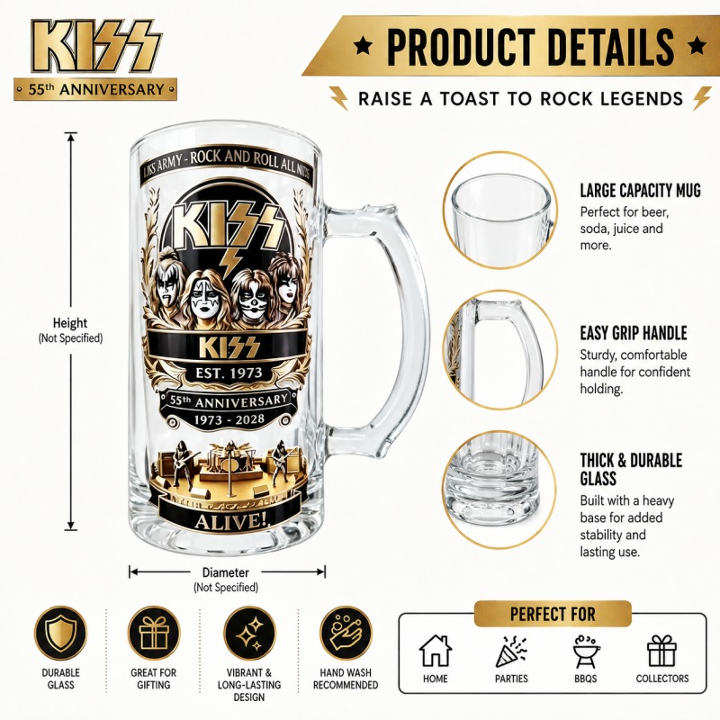 55th Anniversary KISS Rock Ban - Beer Mug Handled recensie en prijs