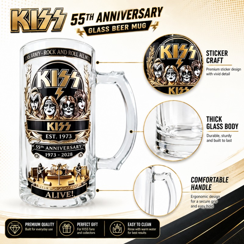 55th Anniversary KISS Rock Ban - Beer Mug Handled recensie en prijs