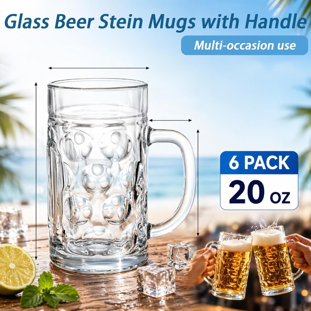 6 Pack Beer Mugs with Handle,  - Beer Mug Handled recensie en prijs