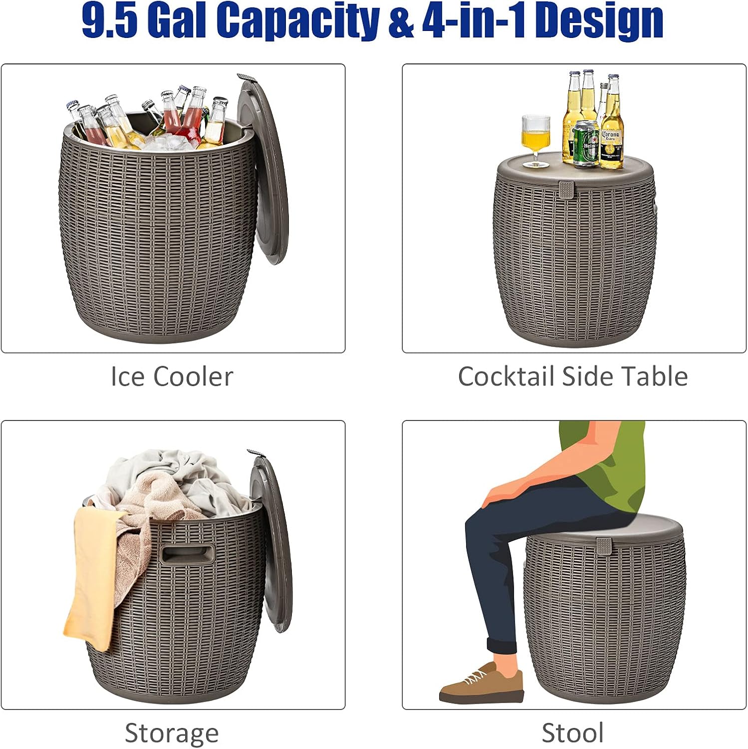 9.5 Gallon Wicker Ice Cooler,  - Wine Beer Images recensie en prijs