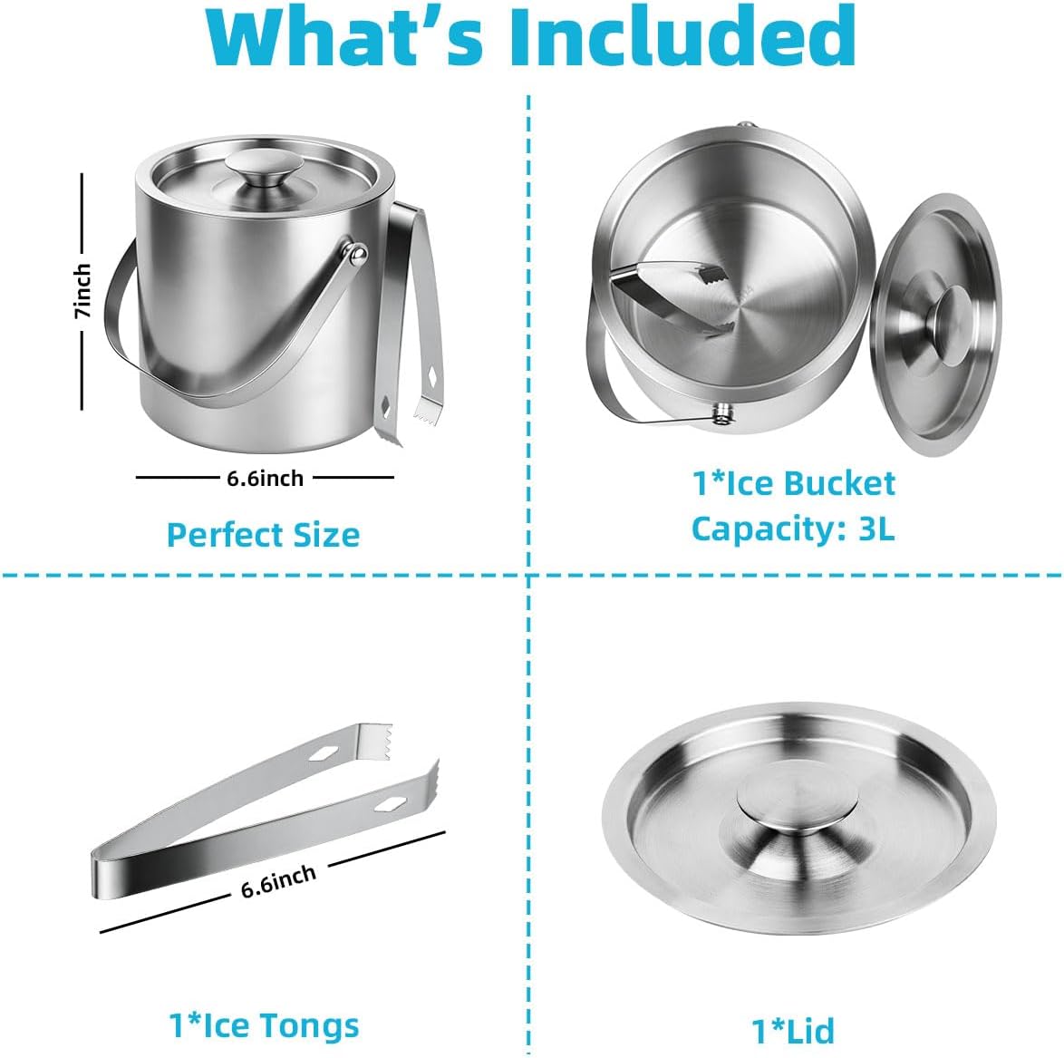 Stainless Steel Ice Bucket - 3 - Wine Beer Images recensie en prijs