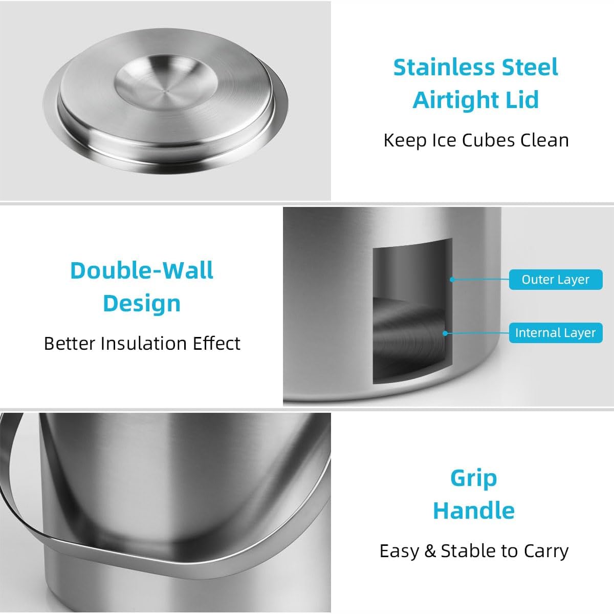Stainless Steel Ice Bucket - 3 - Wine Beer Images recensie en prijs