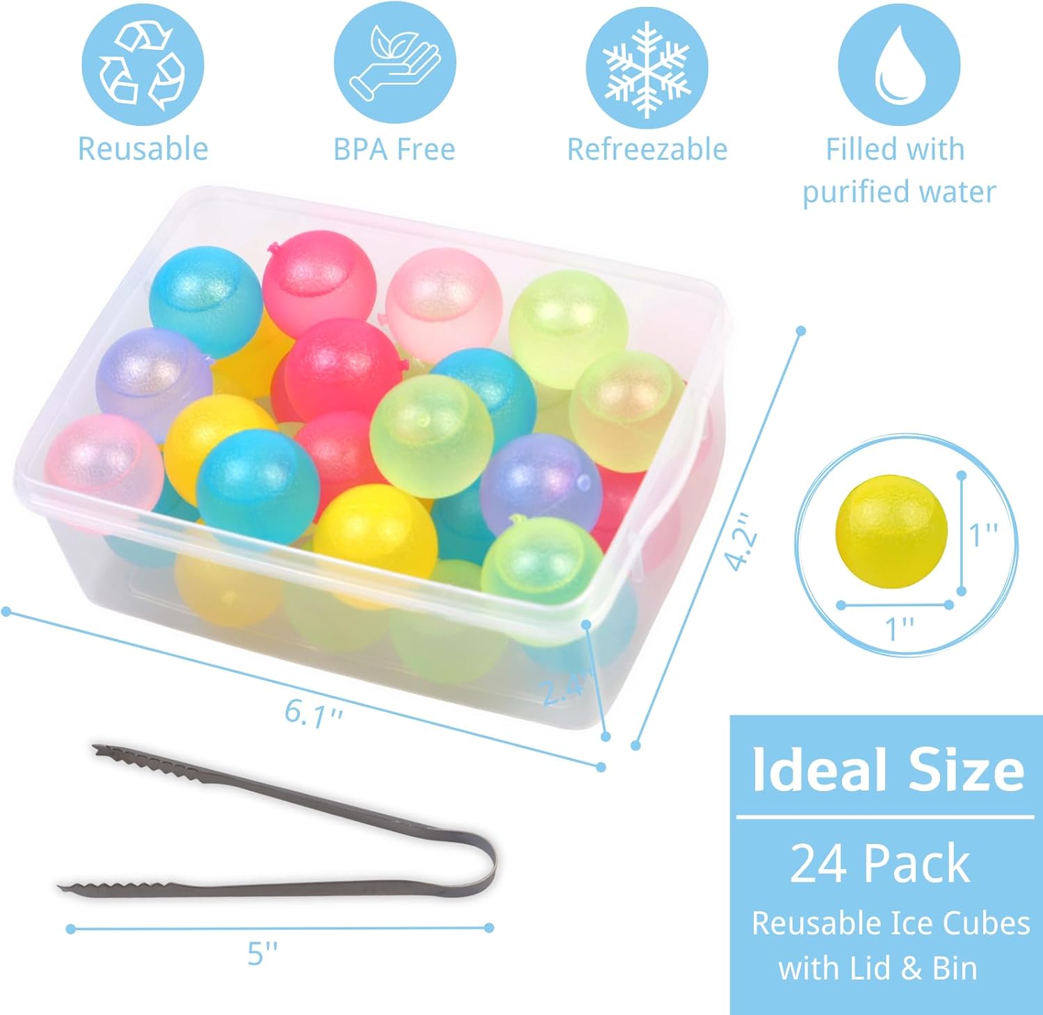 24 Pack Reusable Ice Cubes wit - Wine Beer Images recensie en prijs