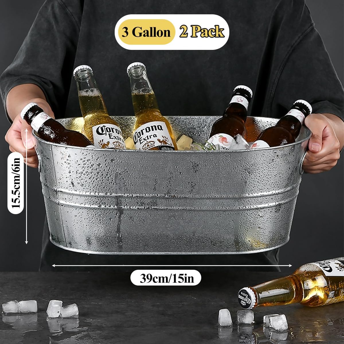 2 Pack Large Galvanized Ice Bu - Wine Beer Images recensie en prijs
